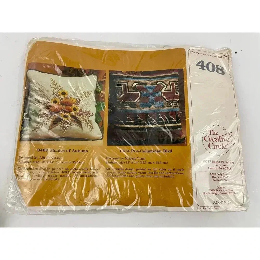 VTG Shades of Autumn Pillow Cover Needlecraft Kit 408 NEW 1982 Creative Circle